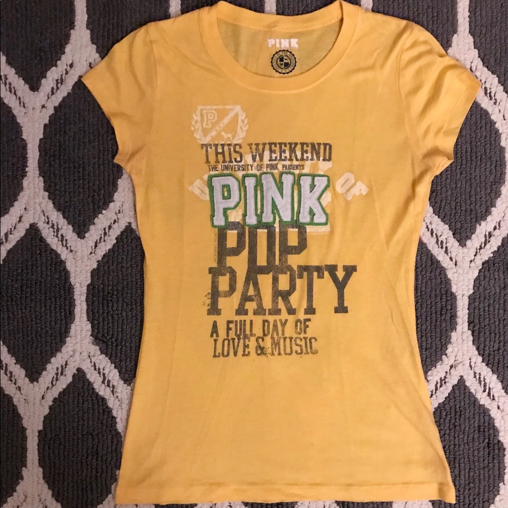 Victorias Secret PINK yellow tee shirt small